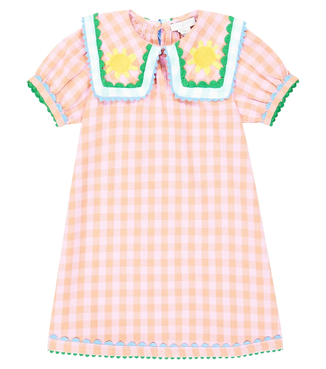 Stella McCartney Kids - Checked embroidered cotton dress