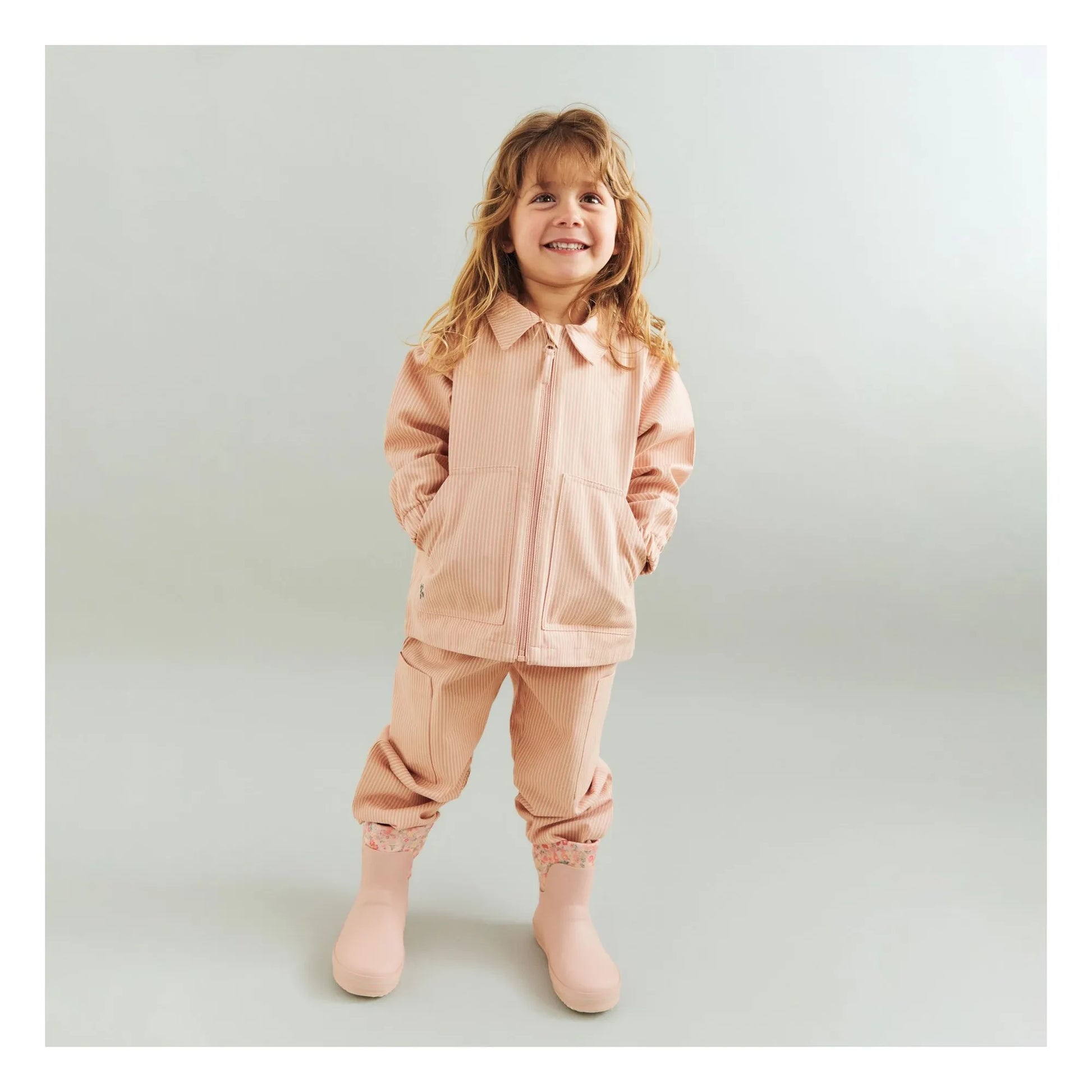 Wheat - Kalloa Striped Organic Cotton Trousers | Peach