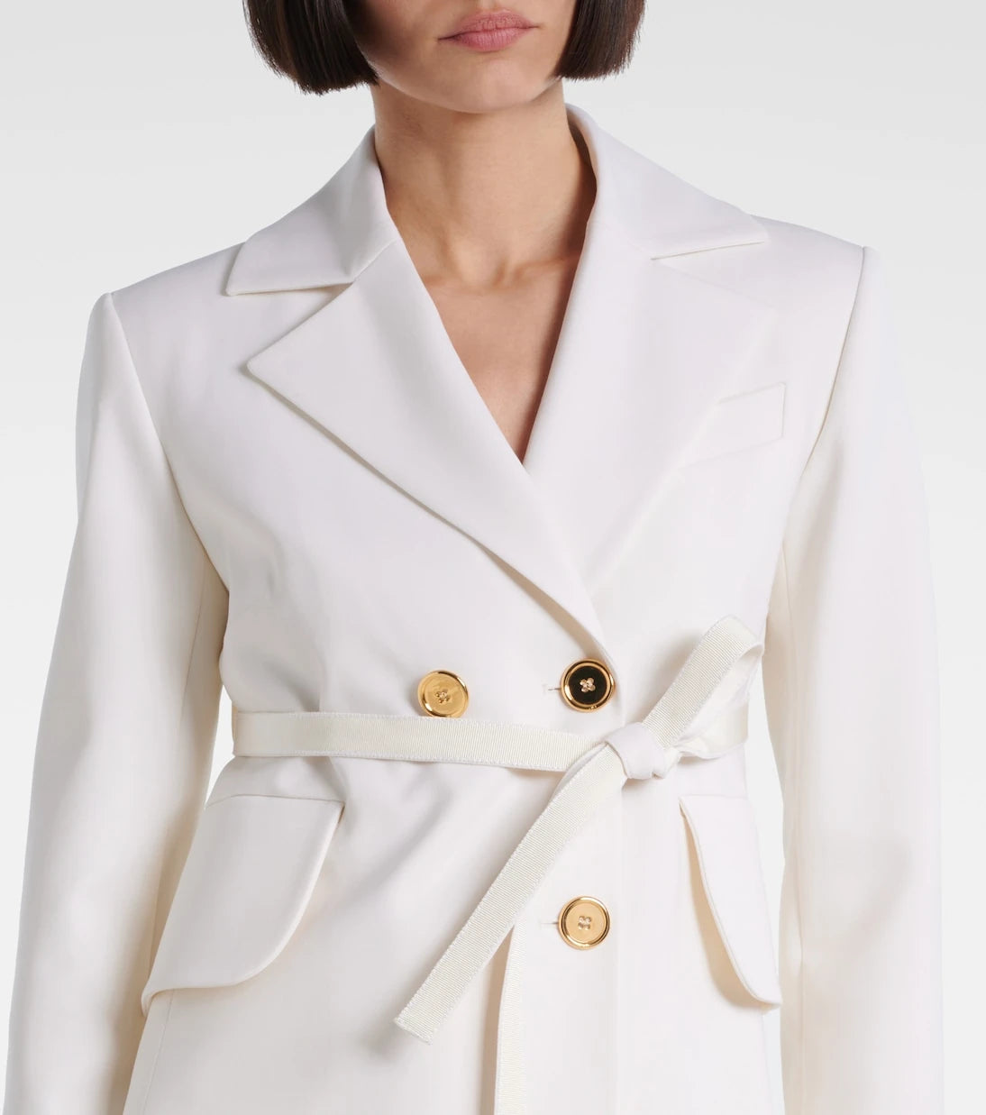 Patou - Double-breasted belted wool-blend blazer