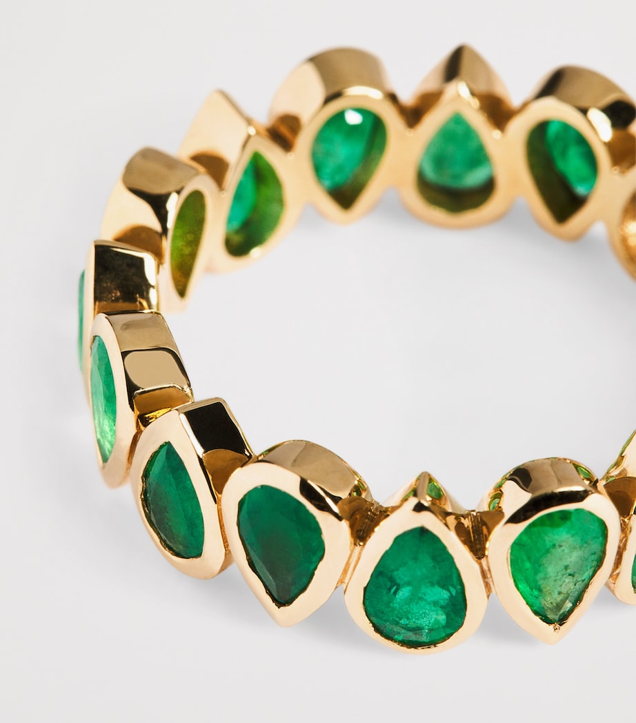 Yellow Gold, Diamond and Emerald Eternity Ring