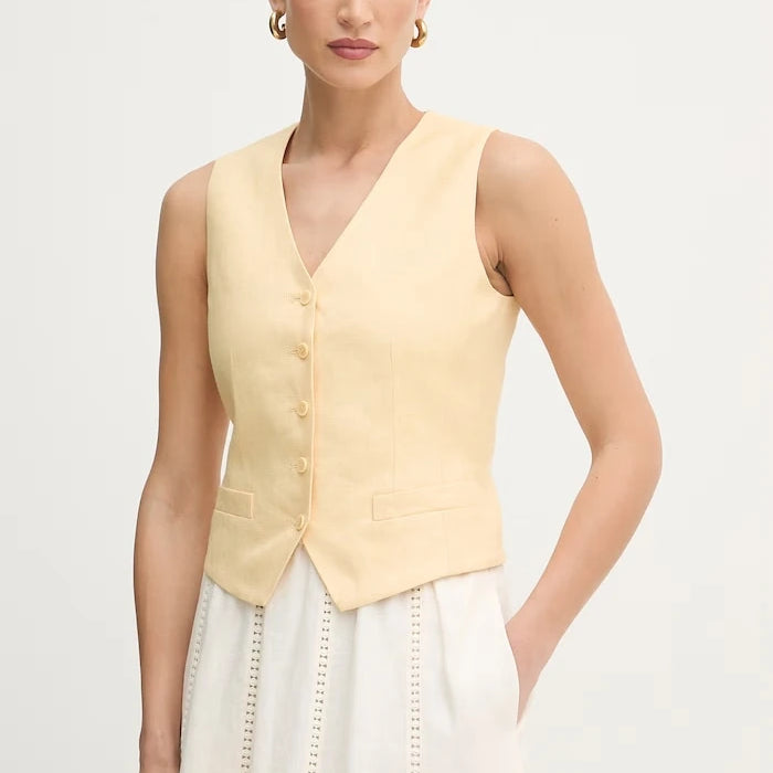 Weekend Max Mara kadın keten tek düğmeli yelek PACE