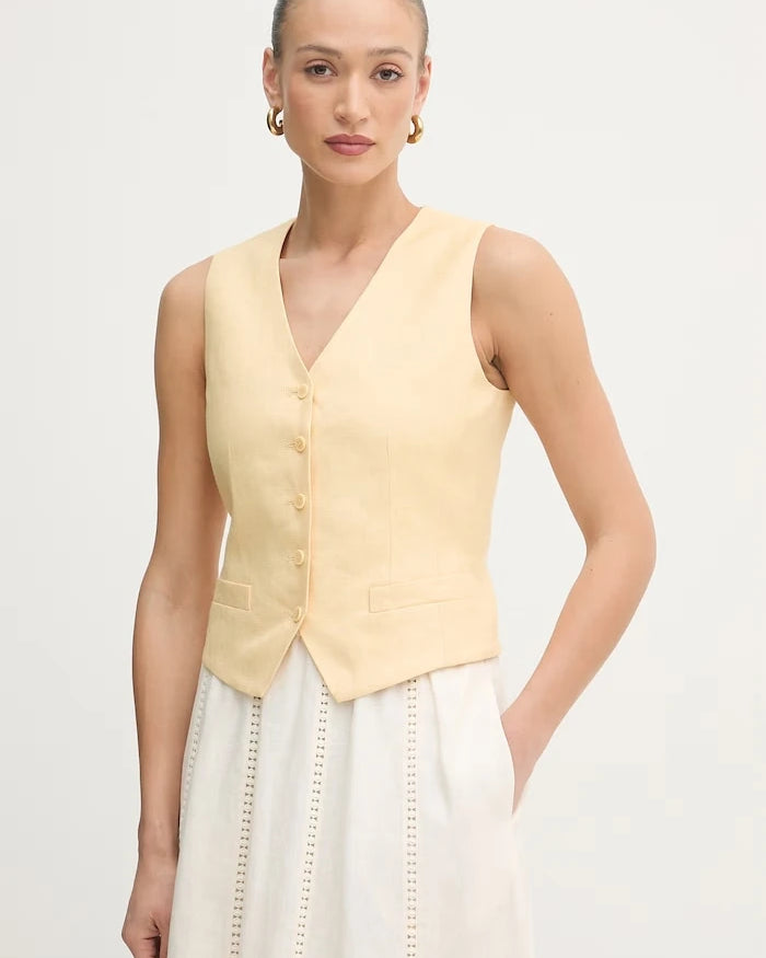 Weekend Max Mara kadın keten tek düğmeli yelek PACE