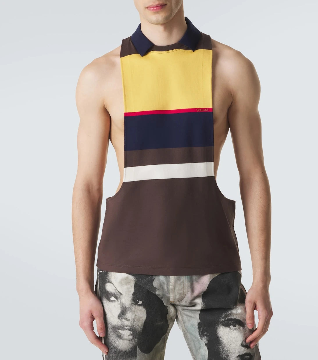 Versace - Striped cotton tank top