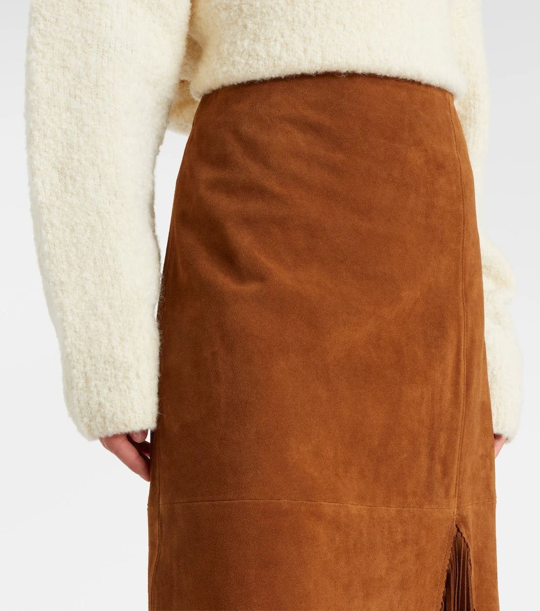 Polo Ralph Lauren - Fringed suede midi skirt