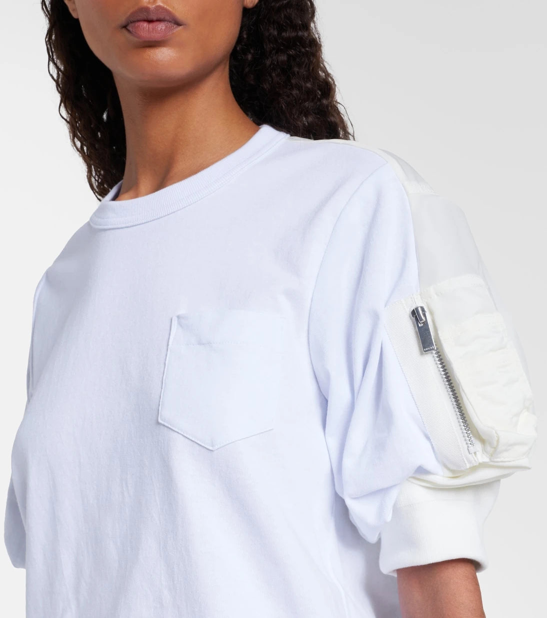 Sacai - Cotton jersey and twill T-shirt