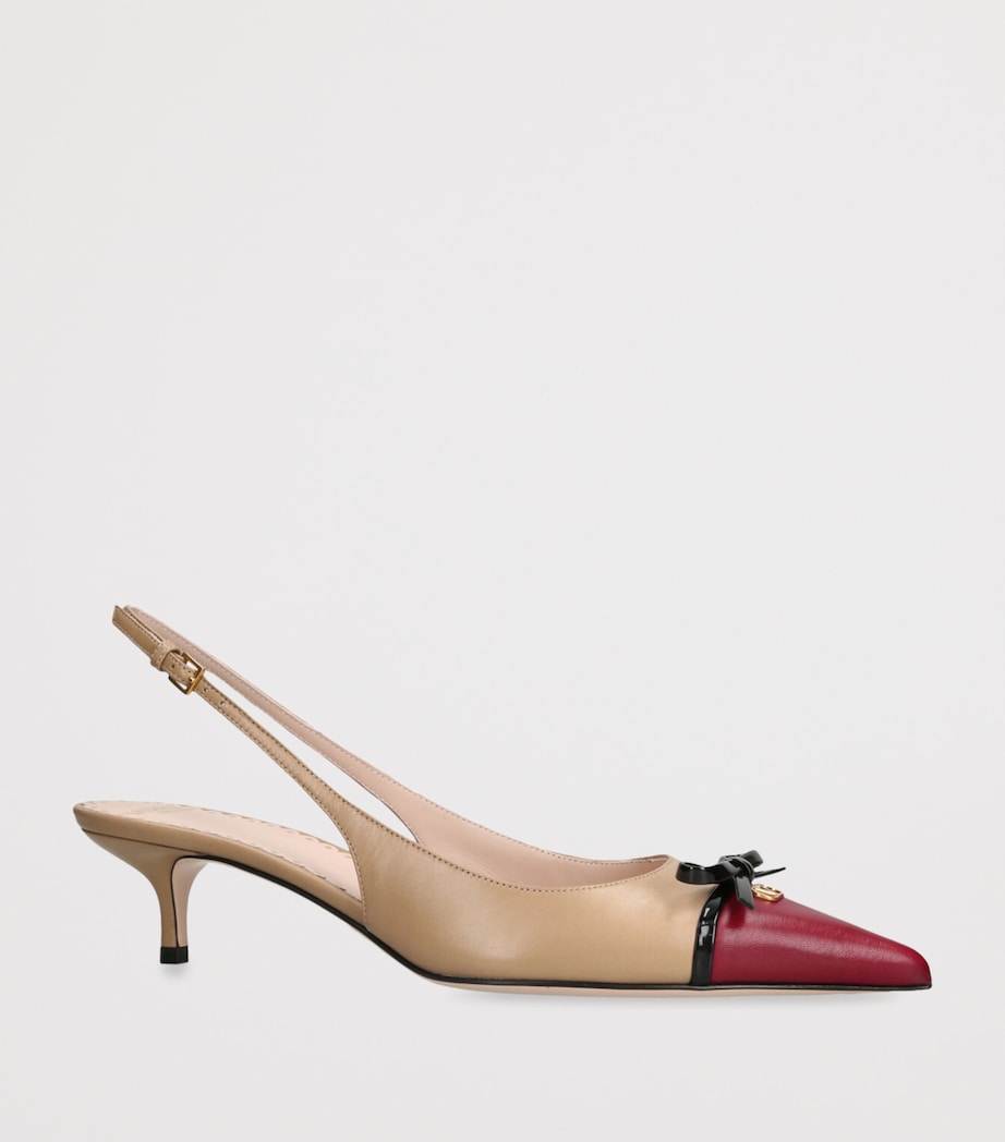 Valentino Garavani Beige Leather Bepointy Slingback Heels 45