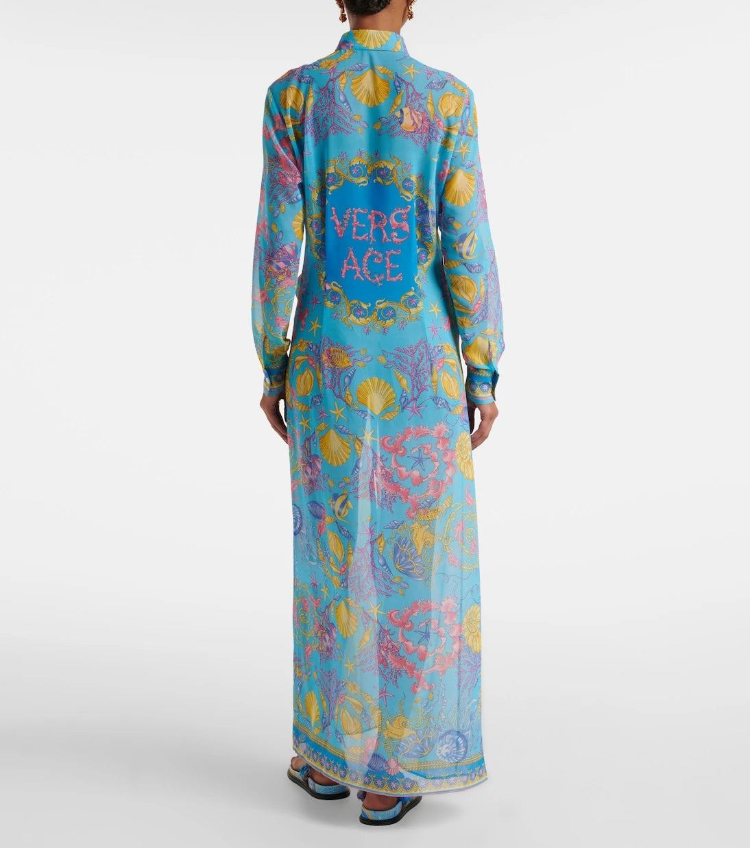 Versace - Printed semi-sheer shirt dress