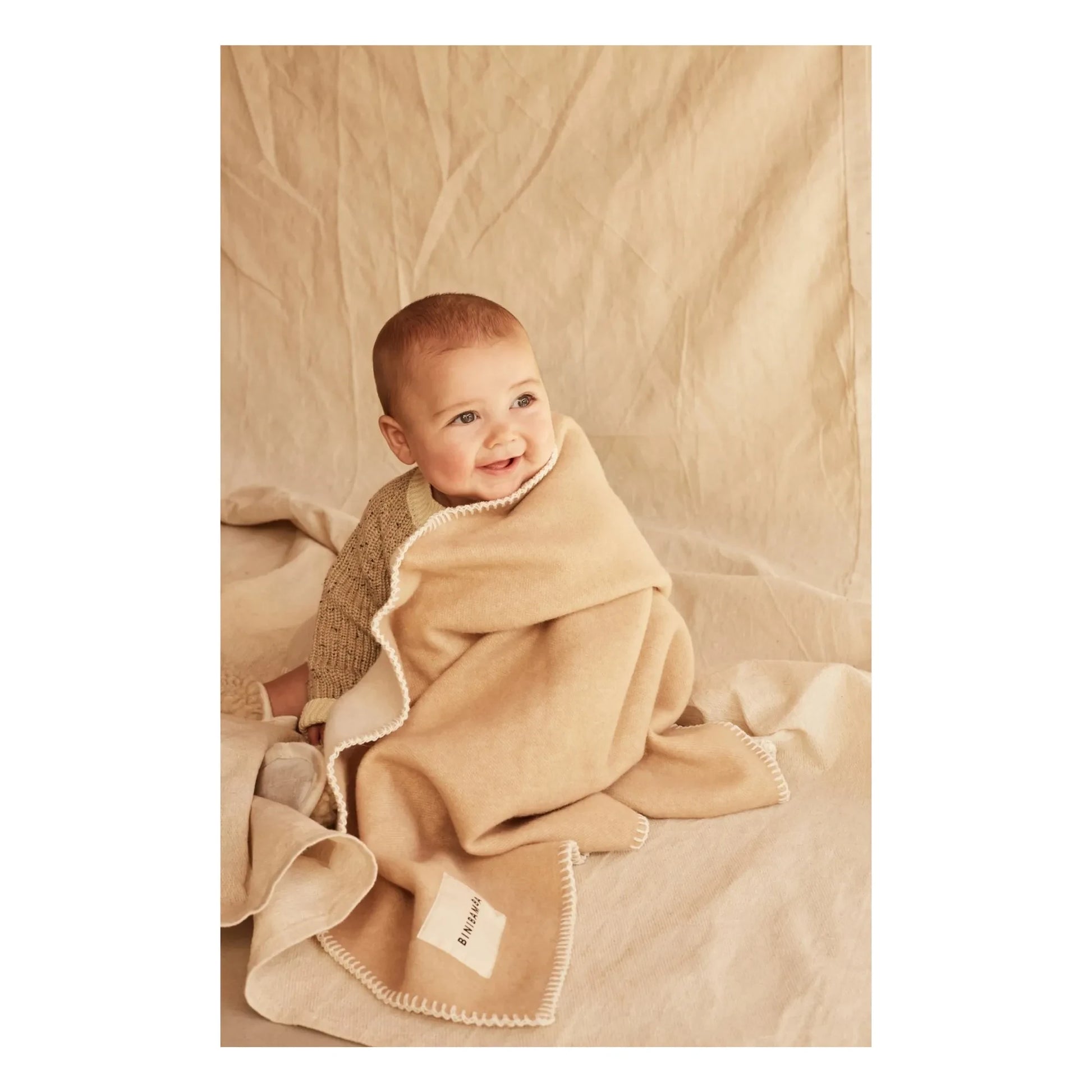 BINIBAMBA - Merino wool blanket | Peanut