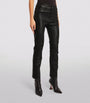 PAIGE Black Leather High-Rise Cindy Trousers