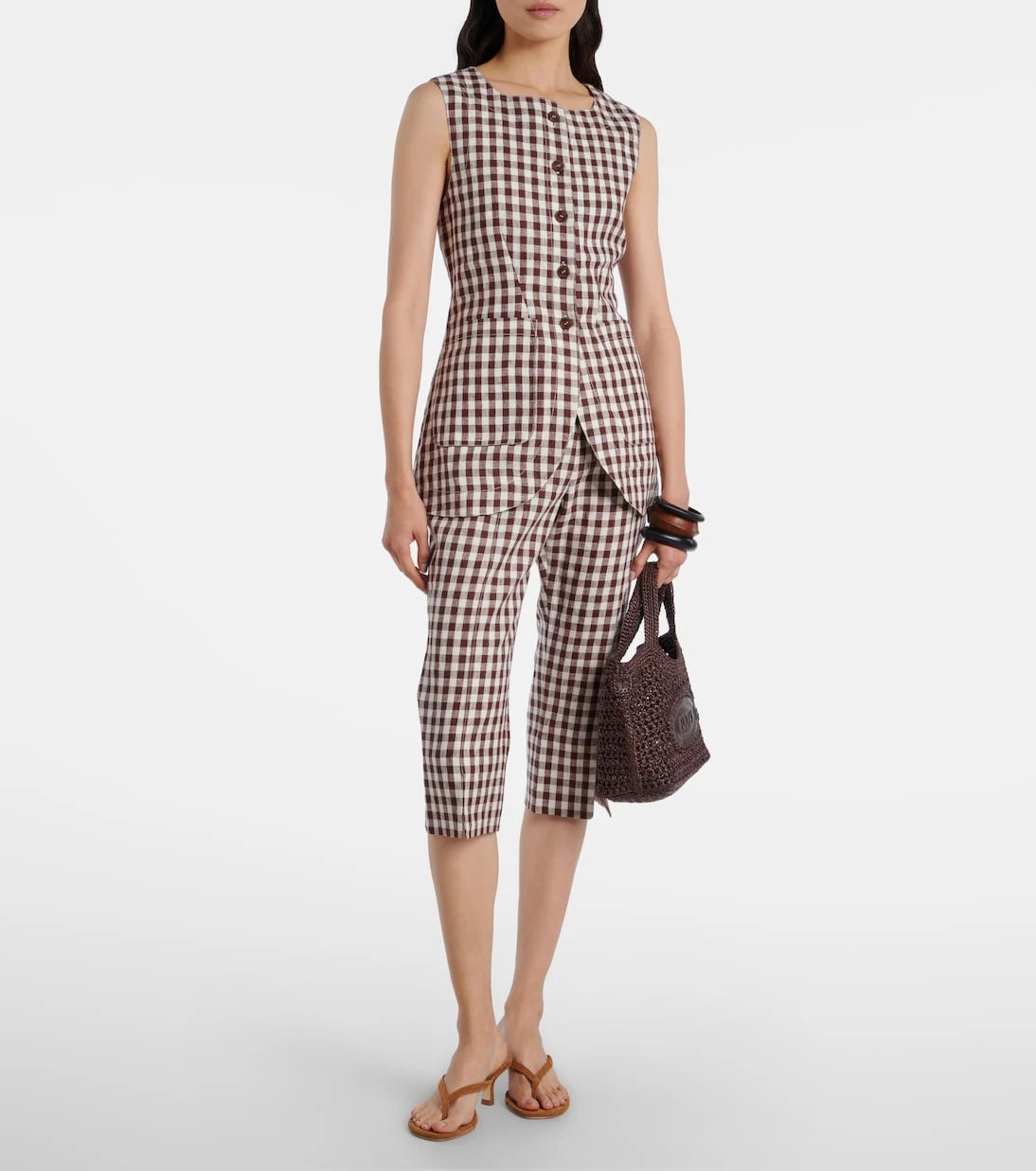 Posse - Sadie gingham linen capri pants