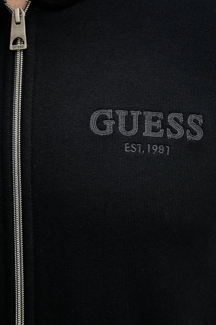 Guess pamuklu fermuarlı kapüşonlu erkek sweatshirt