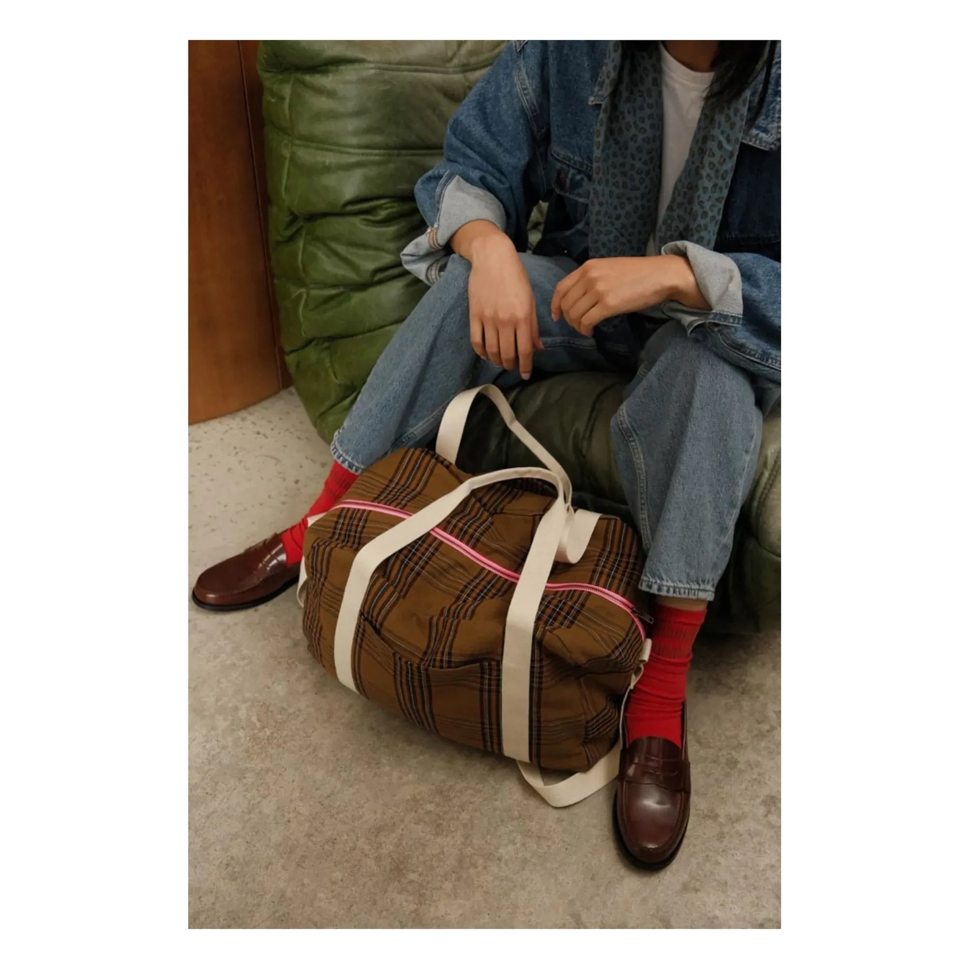 Rose in April - Raphaël Tartan diaper bag | Brown