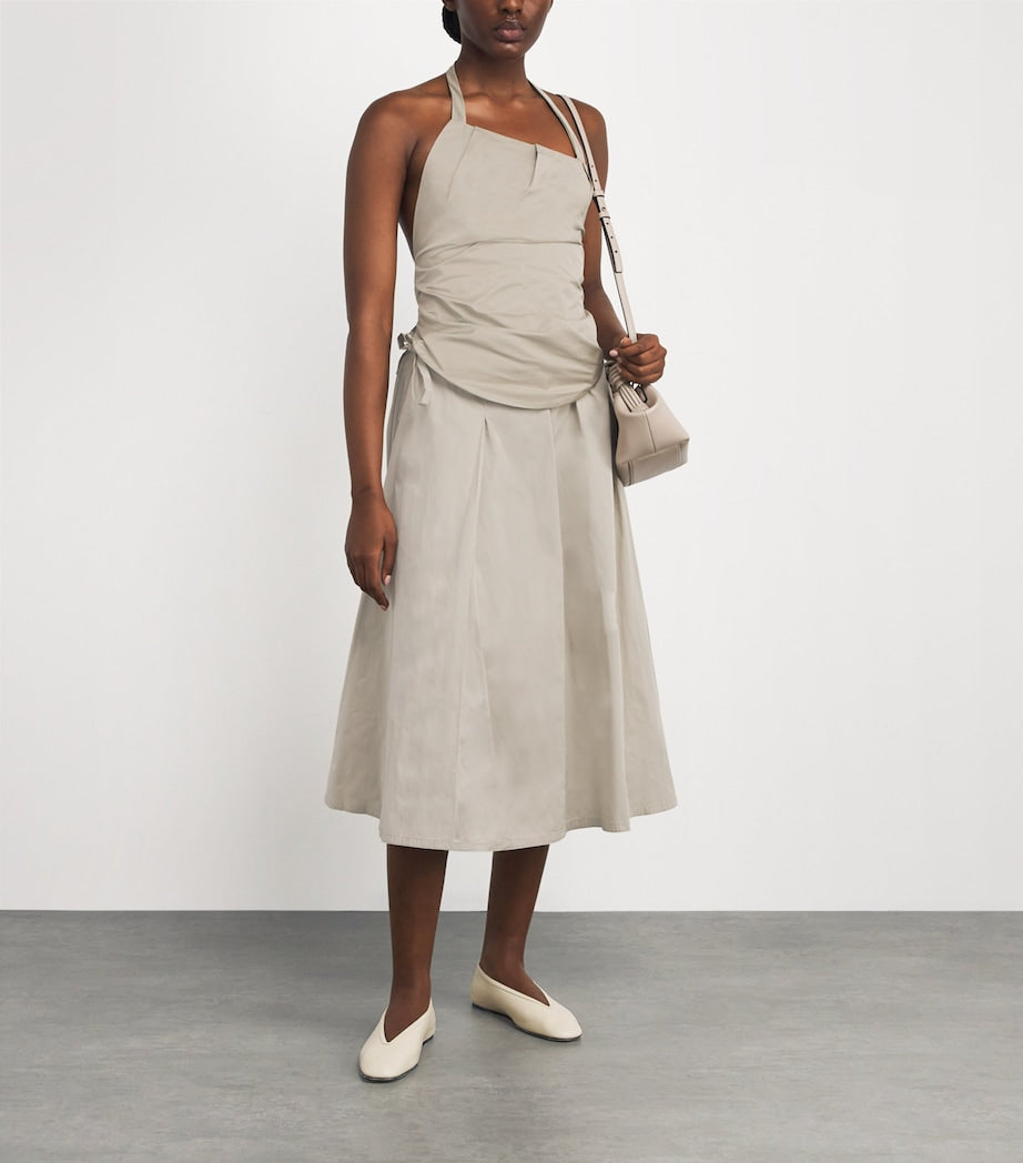 Nadine Mos Beige Draped Bib Top