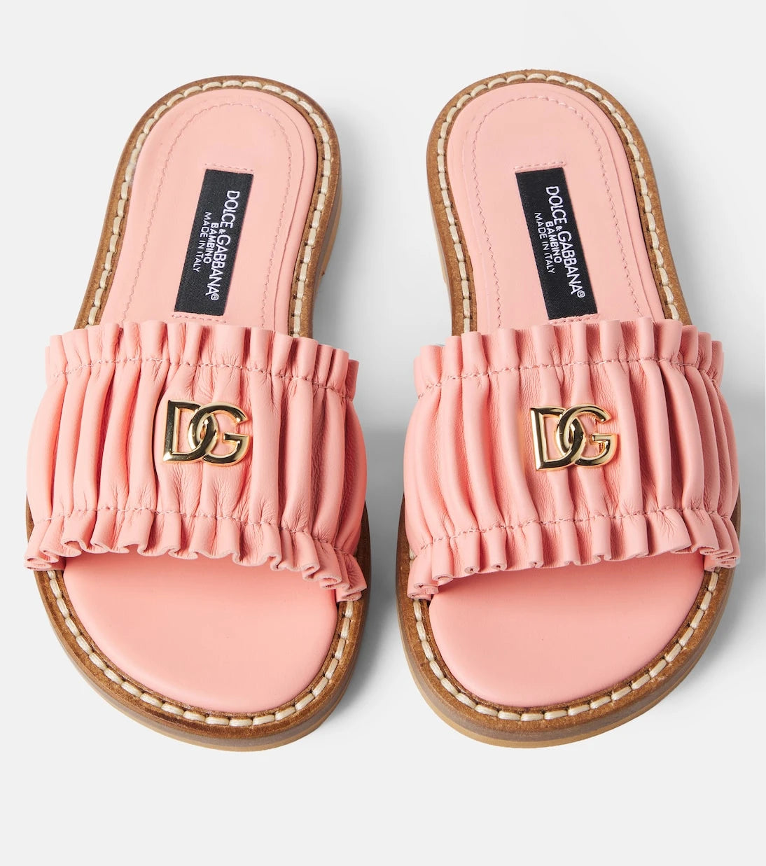 Dolce&Gabbana Kids - DG ruched leather slides