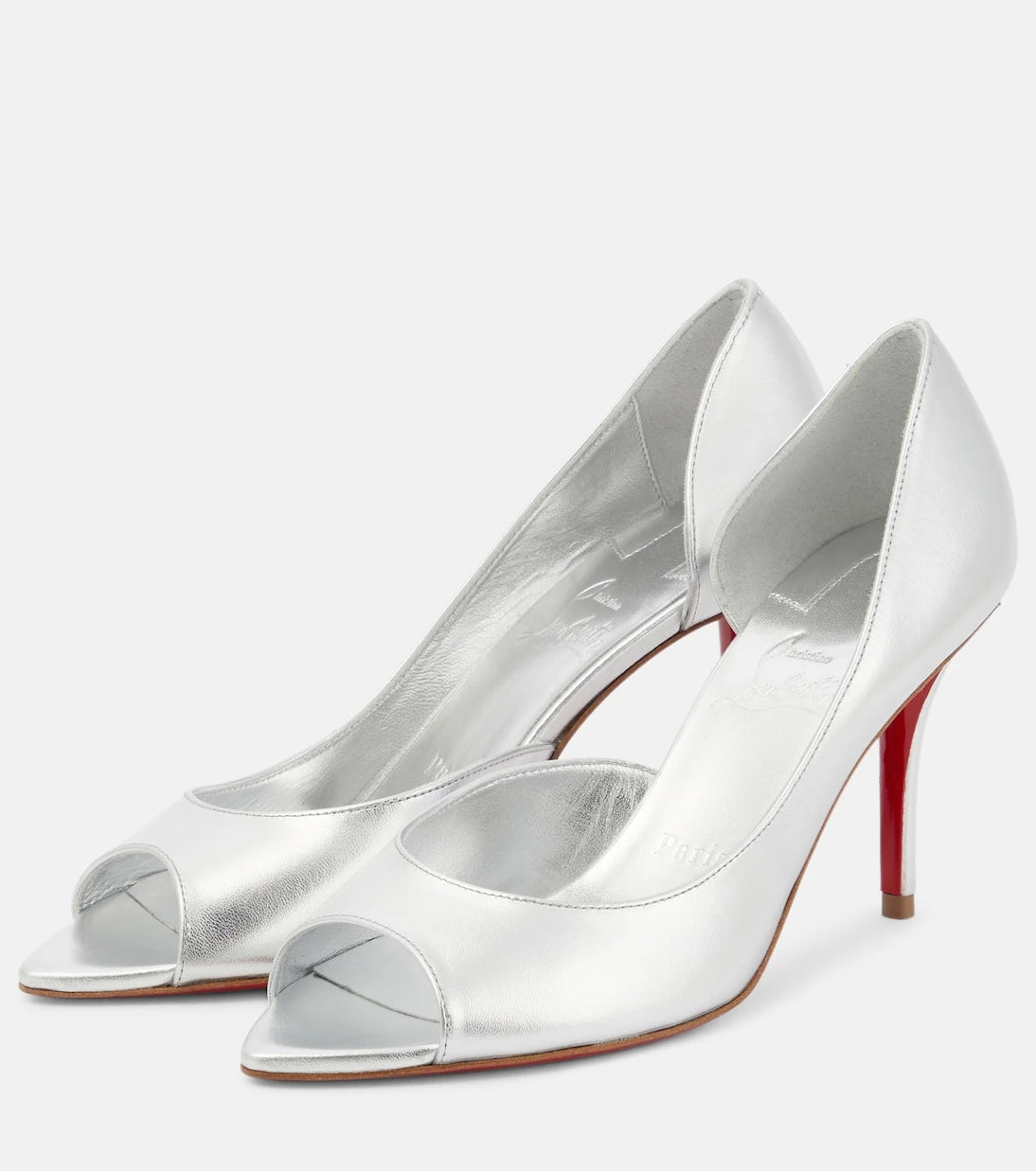 Christian Louboutin - Open Apostropha 80 metallic leather pumps