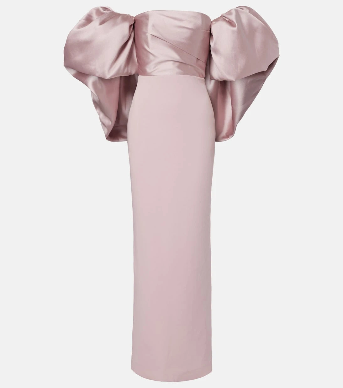 Solace London - Floris satin-trimmed off-shoulder gown