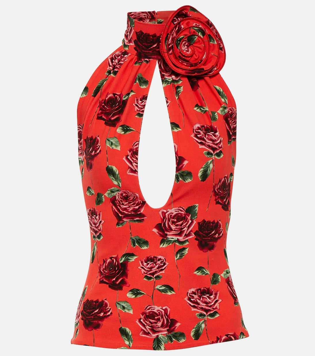 Magda Butrym - Floral-appliqué cutout halterneck top