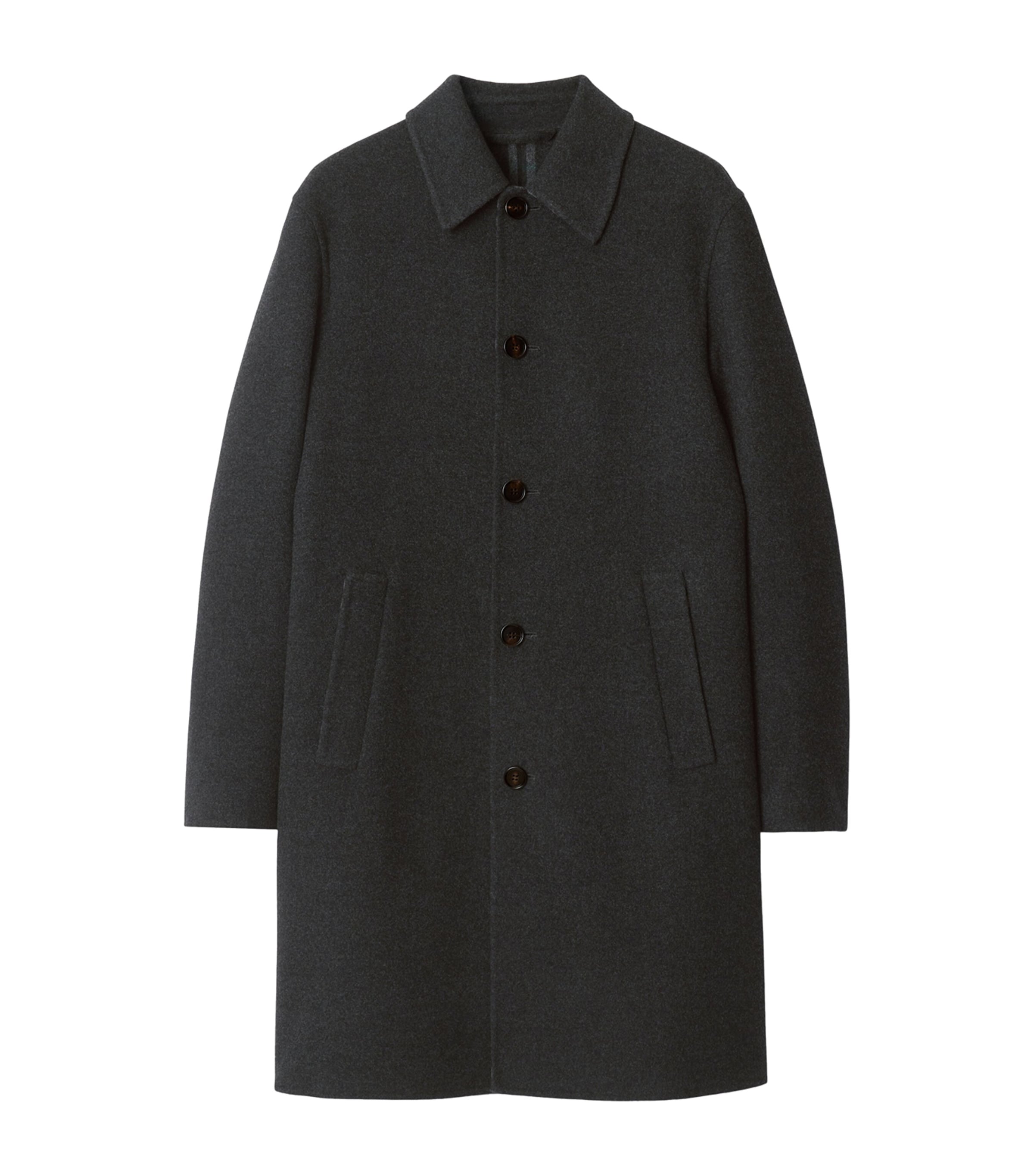 Grey Wool Mid-Length Car Coat