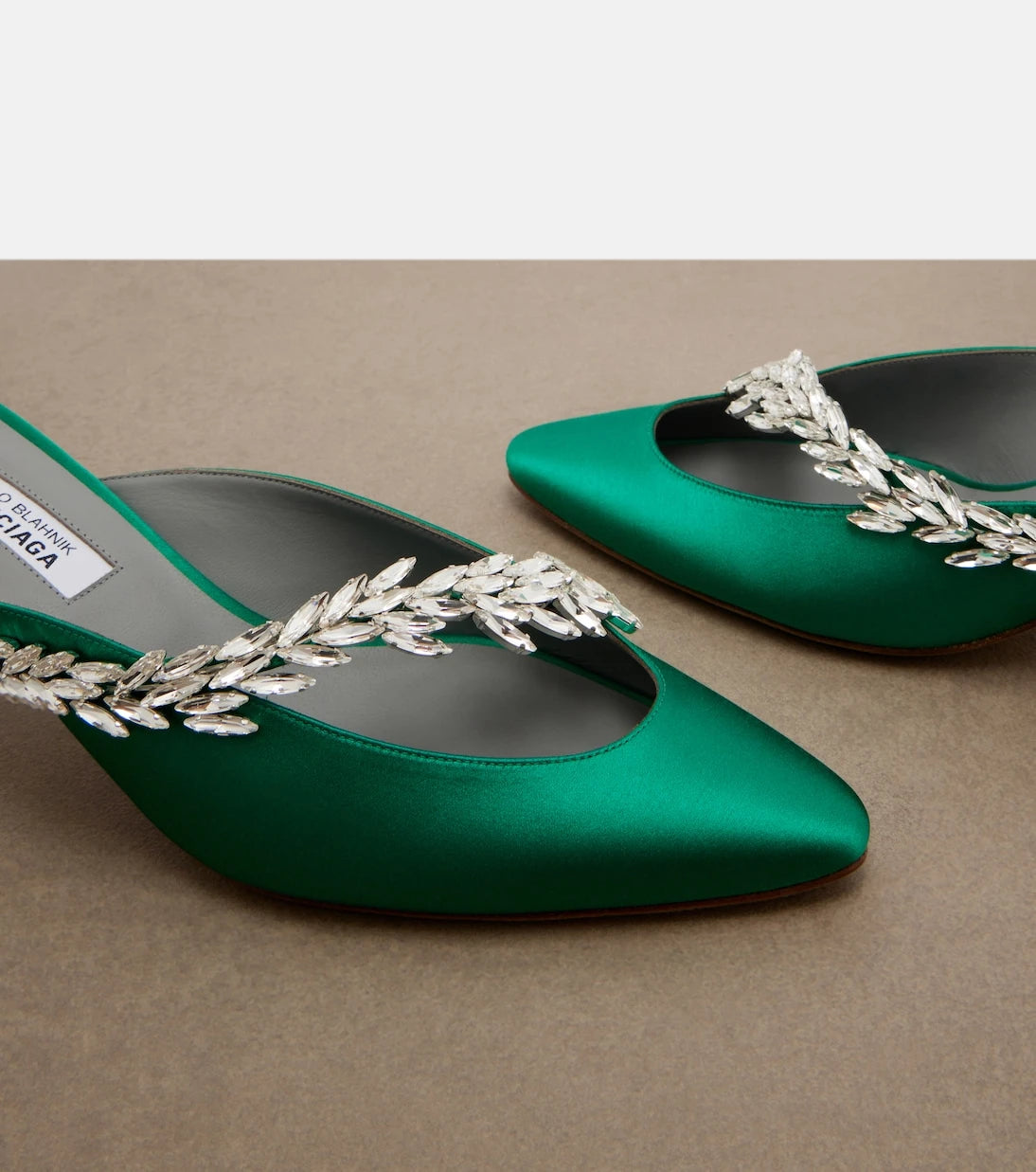 Balenciaga - x Manolo Blahnik embellished satin mules