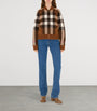 Burberry Brown Wool-Cashmere Check Bomber Jacket