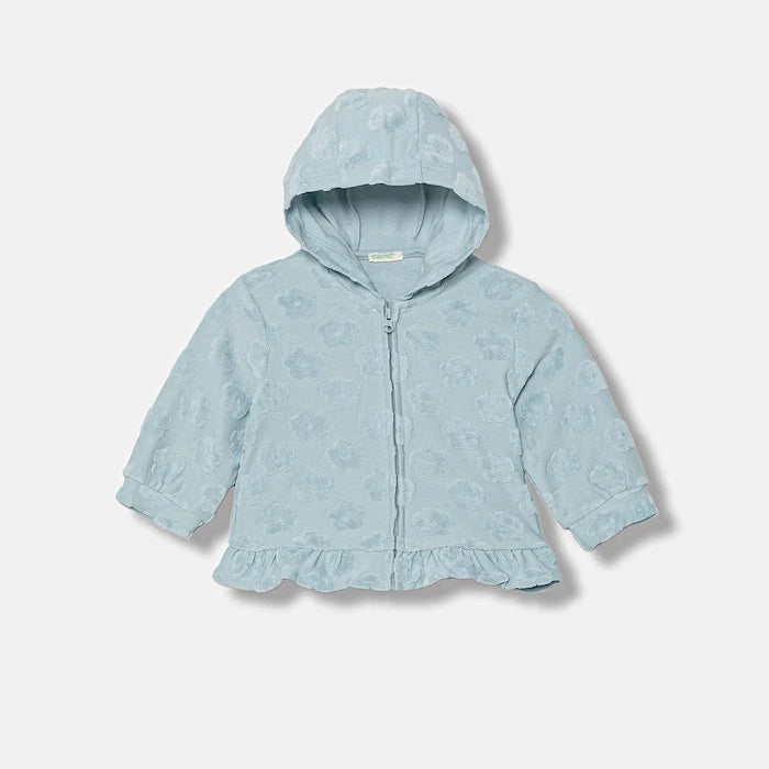 United Colors of Benetton pamuklu çocuklar için fermuarlı kapüşonlu sweatshirt