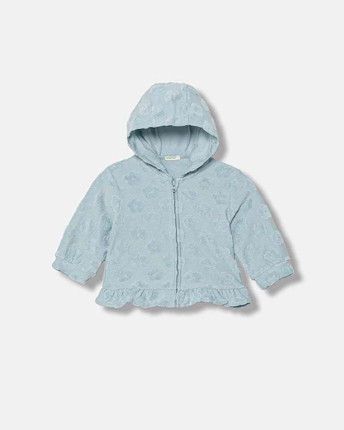 United Colors of Benetton pamuklu çocuklar için fermuarlı kapüşonlu sweatshirt