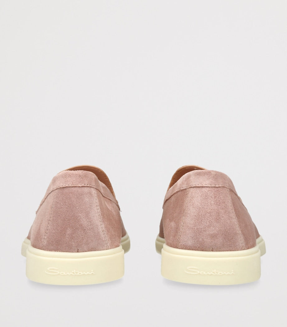 Santoni Pink Suede Detroit Loafers