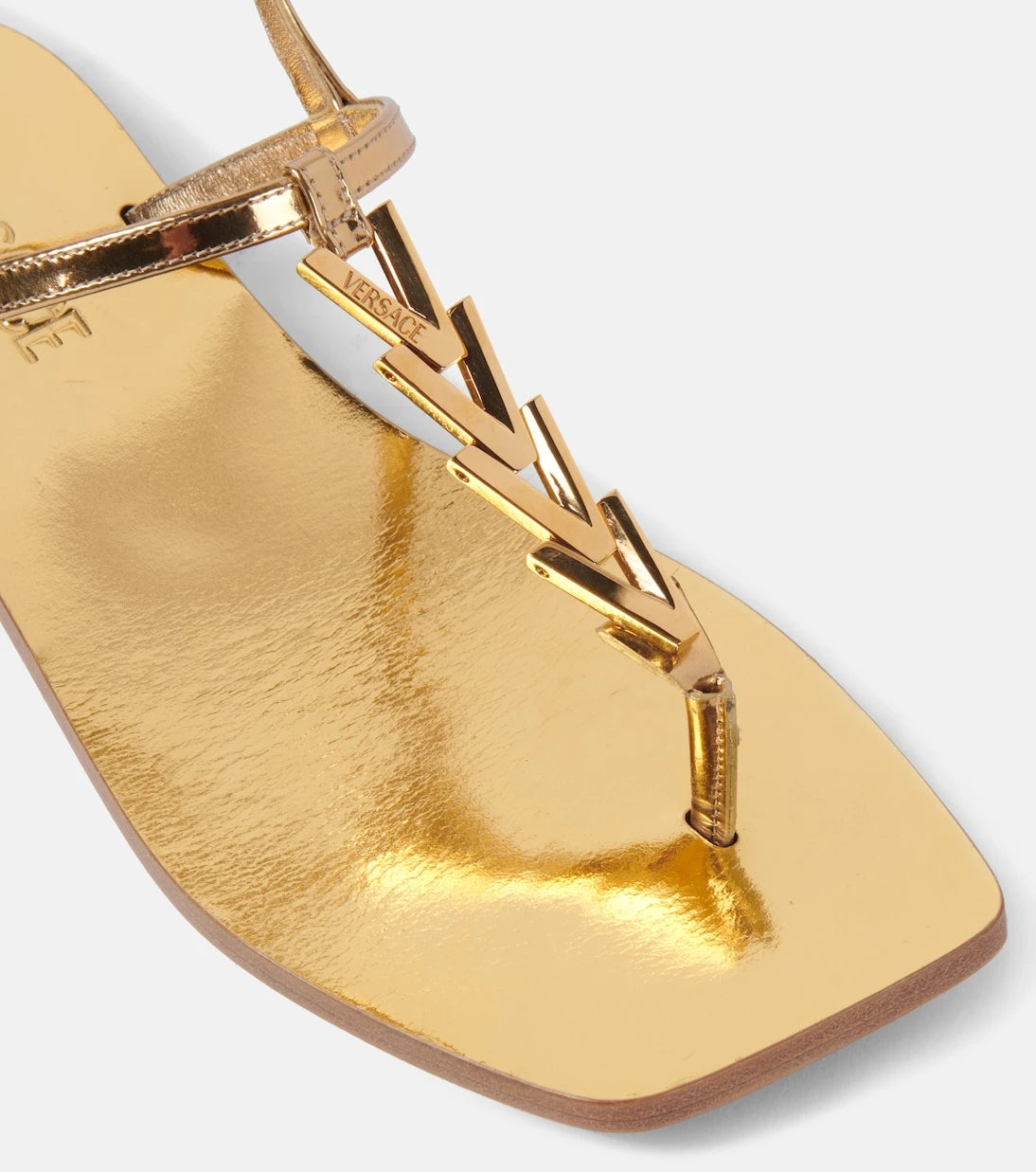 Versace - Metallic leather thong sandals