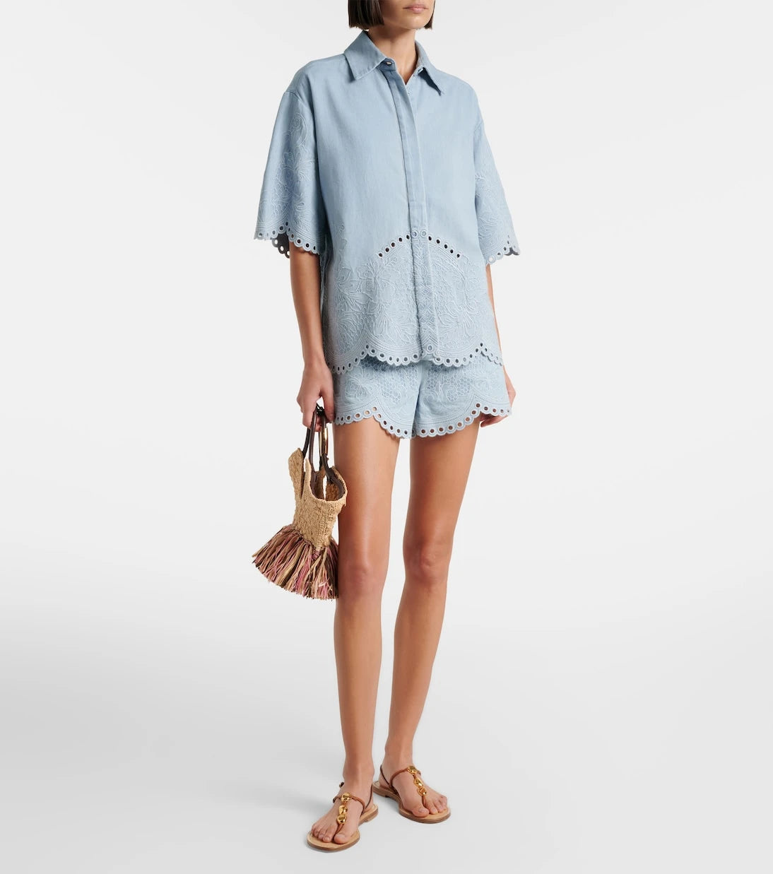 Zimmermann - Daylight floral embroidered cotton shorts