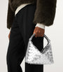Bottega Veneta Silver Mini Lambskin Wallace Top-Handle Bag