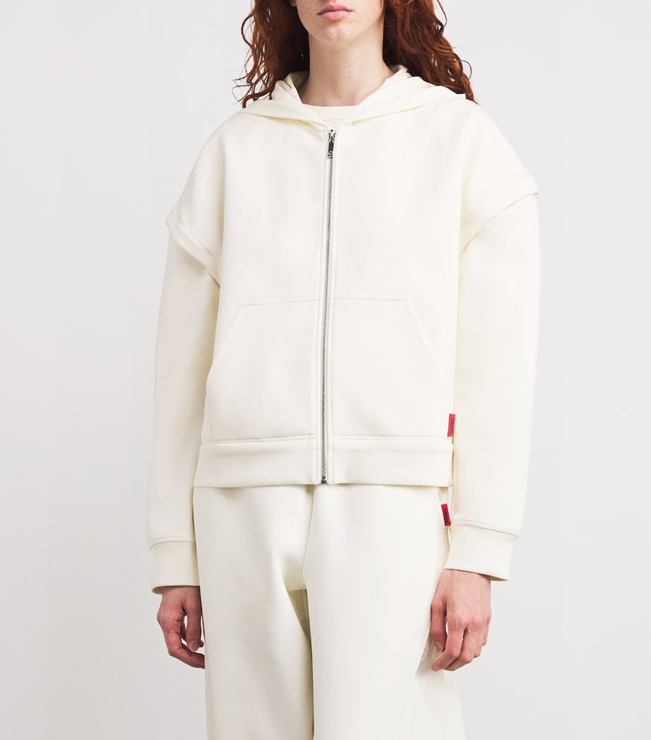 MAX&Co. White Cotton-Blend Jersey Hoodie
