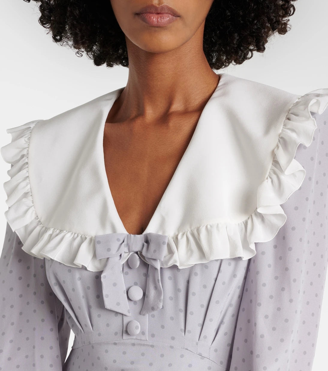 Alessandra Rich - Polka-dot ruffled silk midi dress