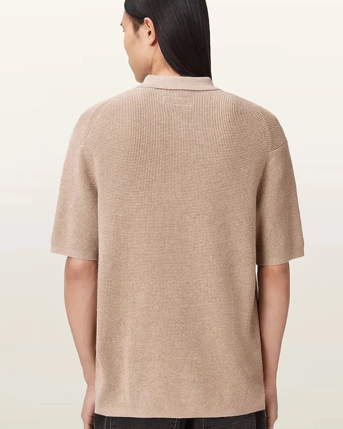 AllSaints erkek yün karışımlı yakalı tişört ASPEN