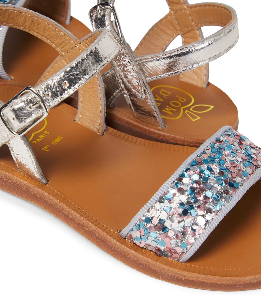 Pom d'Api - Plagette Buckle glitter leather sandals