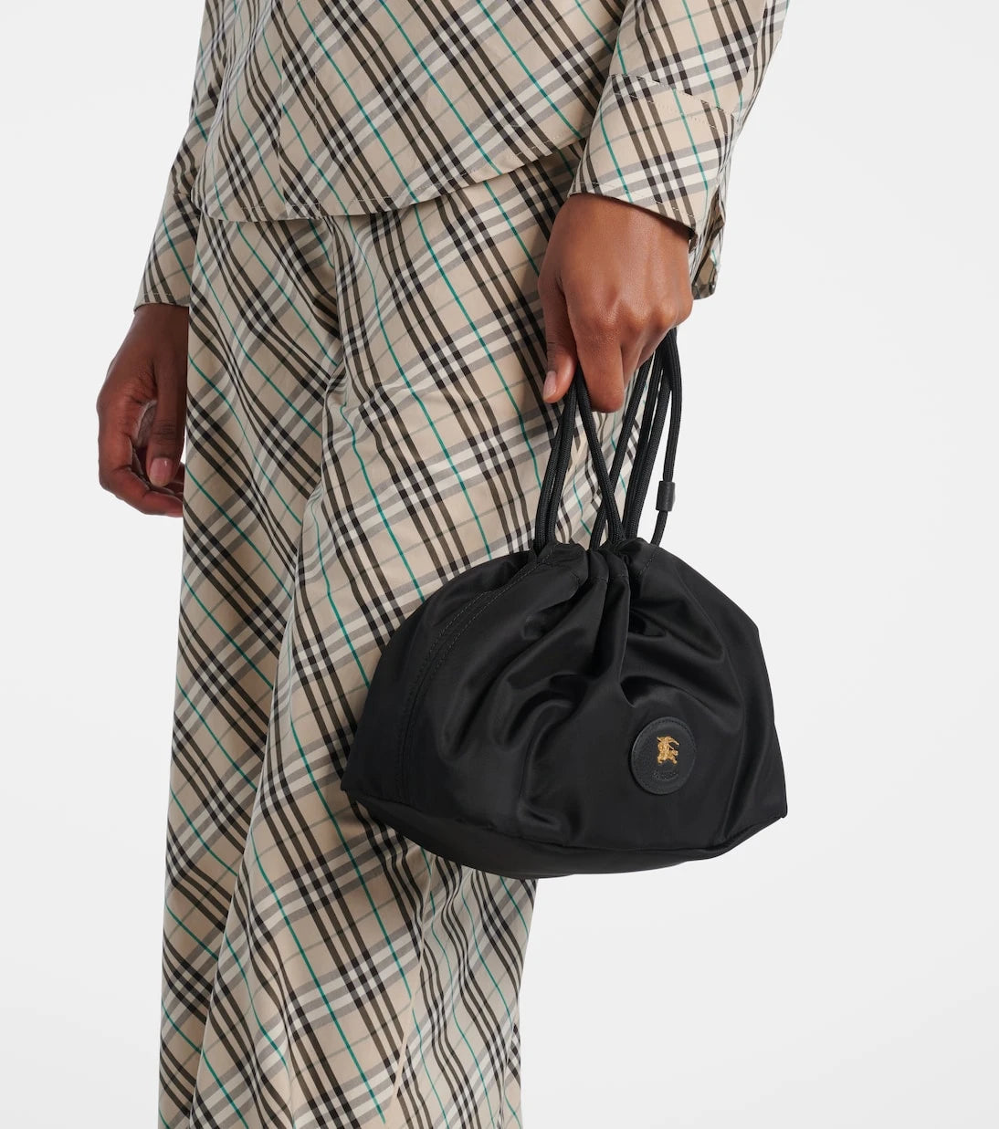 Burberry - Reversible leather-trimmed pouch