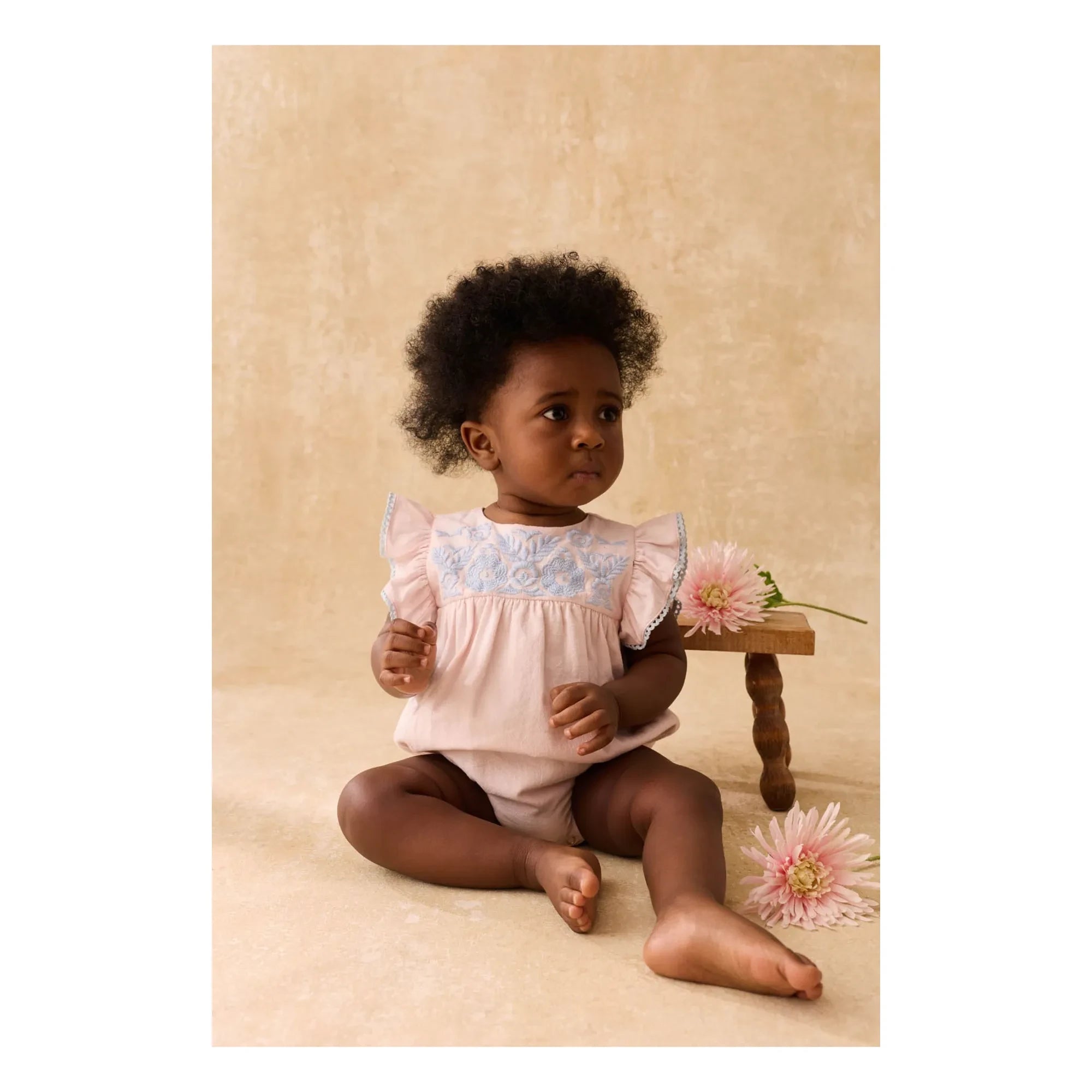 Louise Misha - Nusha organic cotton ruffled romper | Pink