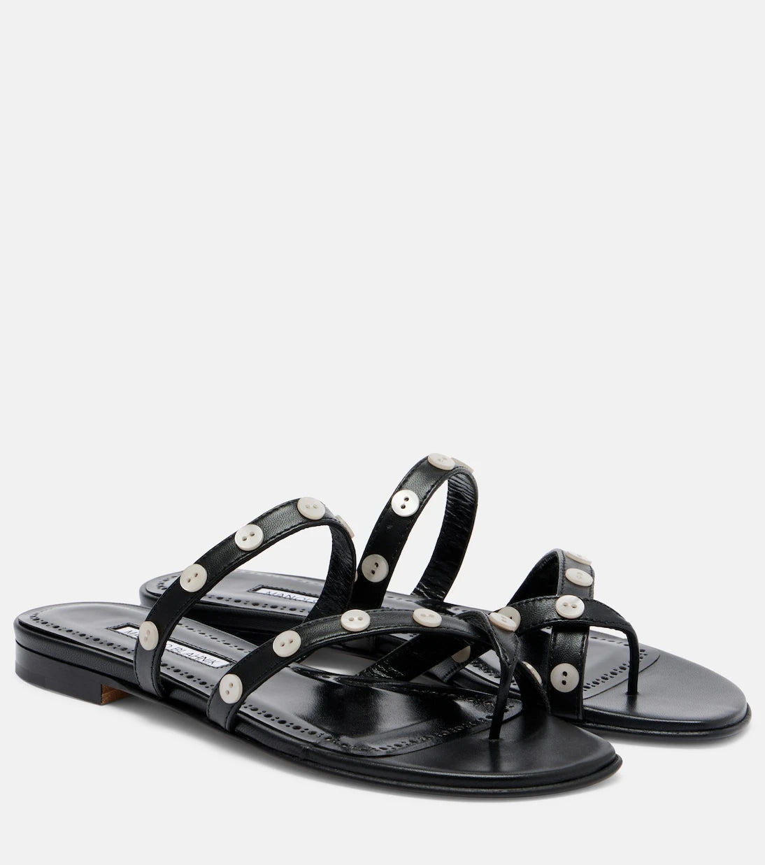 Manolo Blahnik - Irafli embellished leather thong sandals