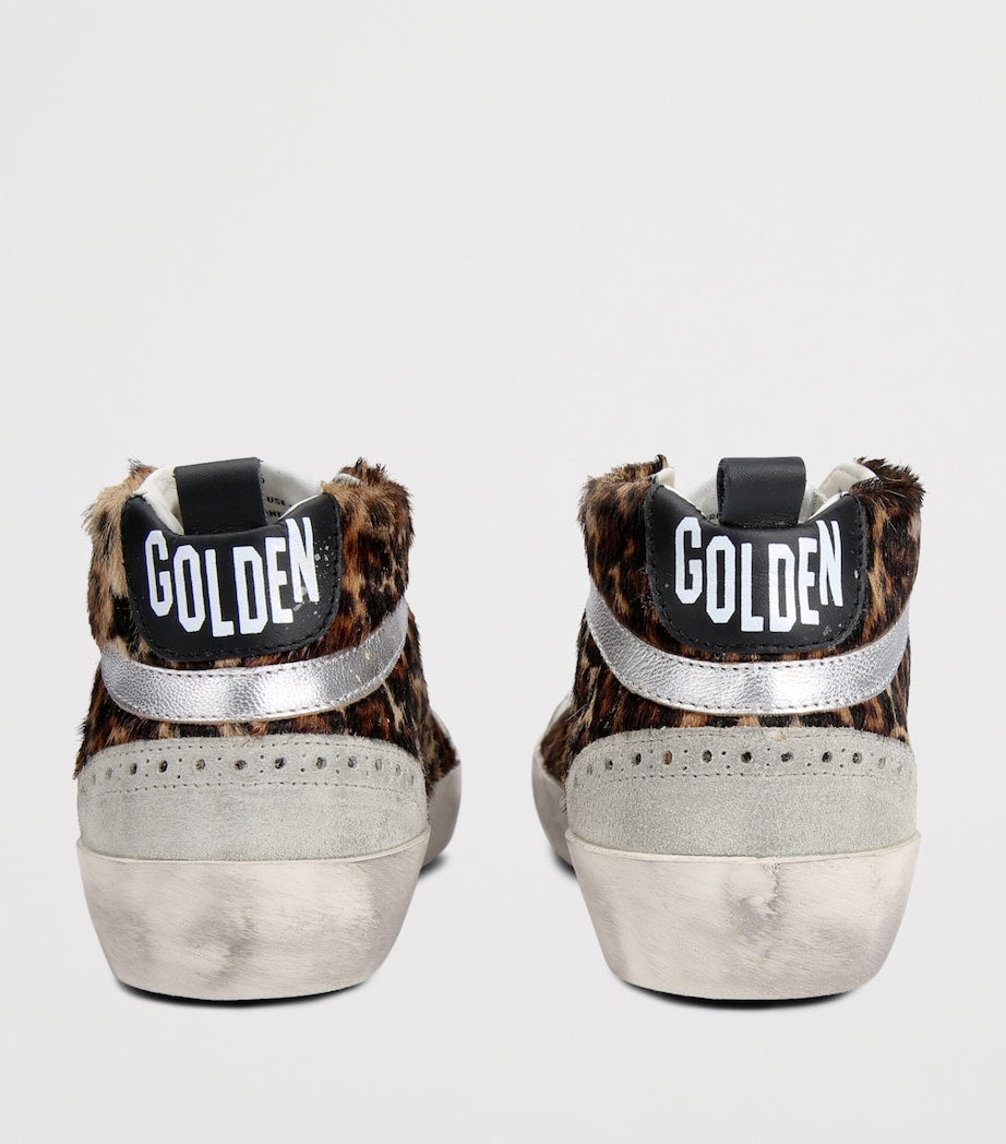 Golden Goose Brown Calf Hair Mid Star Sneakers