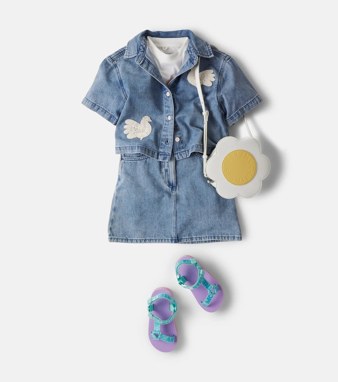 Stella McCartney Kids - Patch-appliqué denim skirt