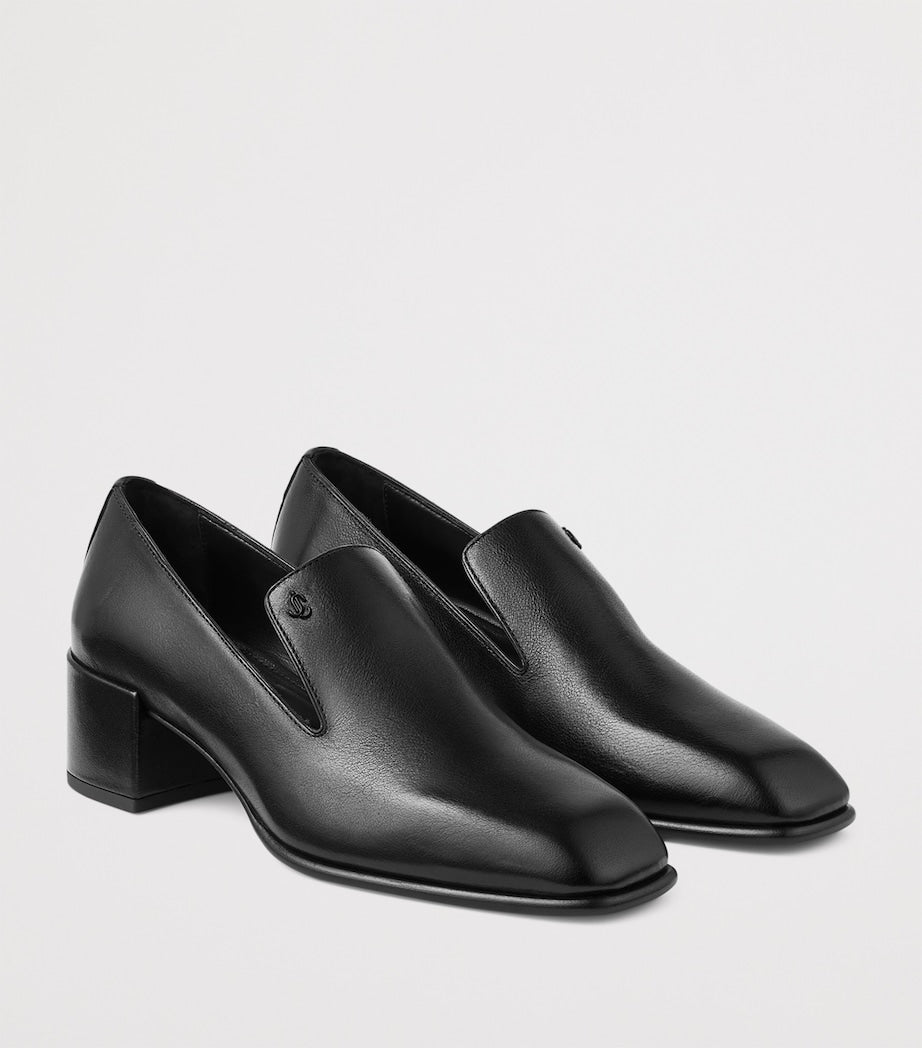 Jimmy Choo Black Eliot 45 Buffalo Leather Heeled Loafers