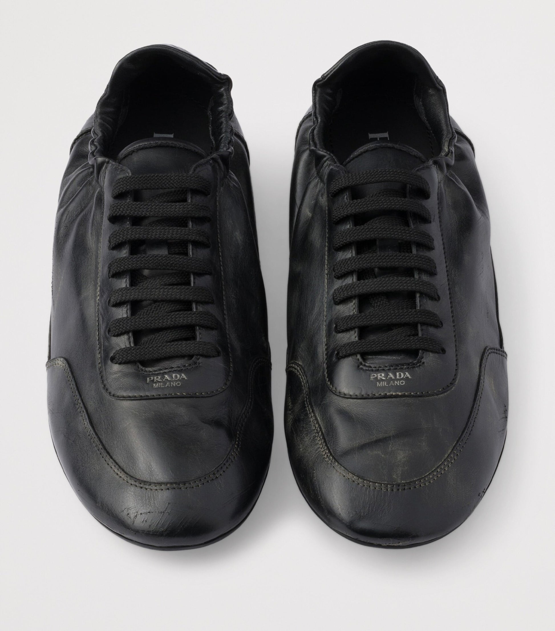Prada Leather Collapse Sneakers