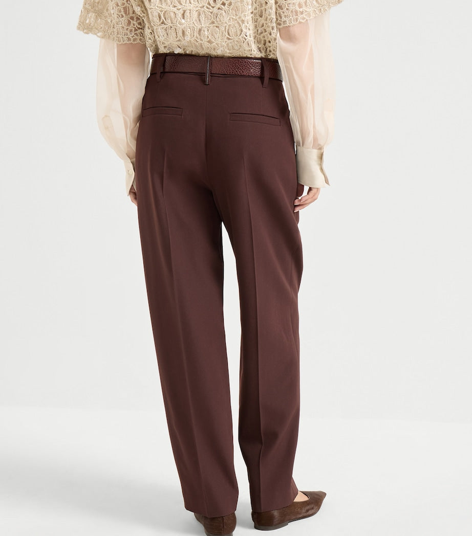 Brunello Cucinelli Red Virgin Wool-Cotton Slouchy Trousers