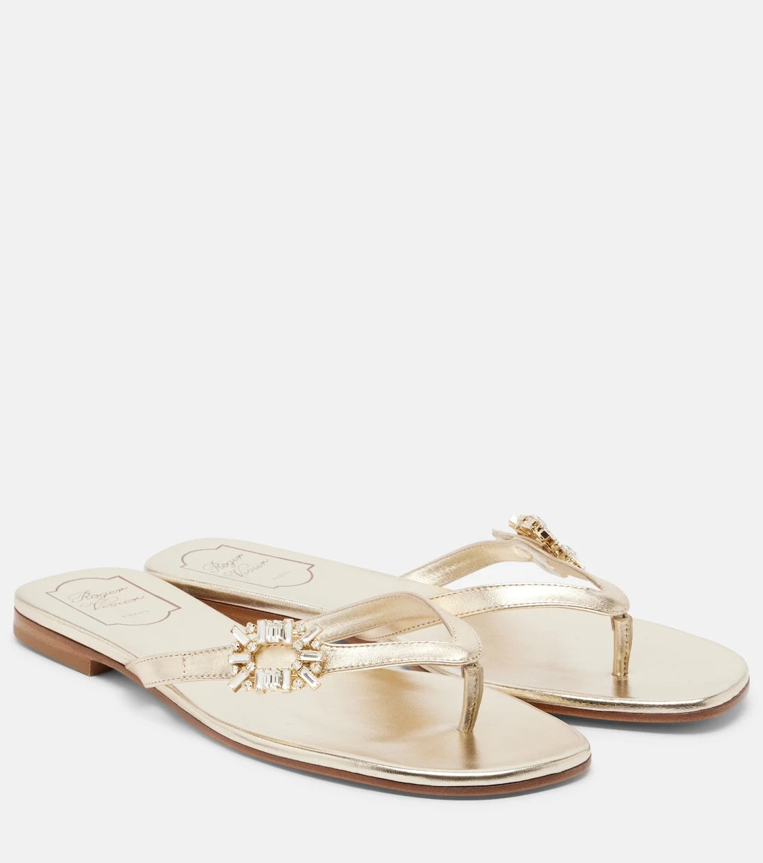 Roger Vivier - Embellished metallic leather thong sandals