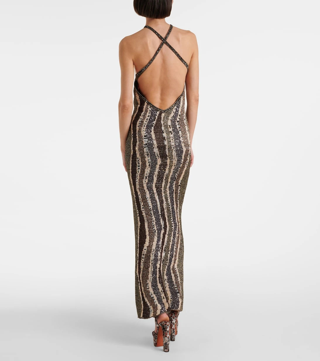 Missoni - فستان لاميه بترتر وبظهر مكشوف