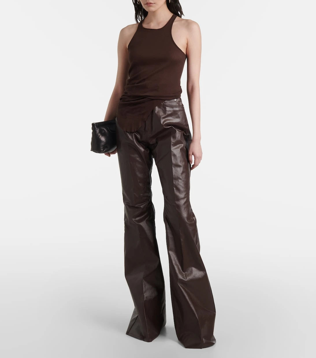 Rick Owens - High-rise coated canvas straight pants