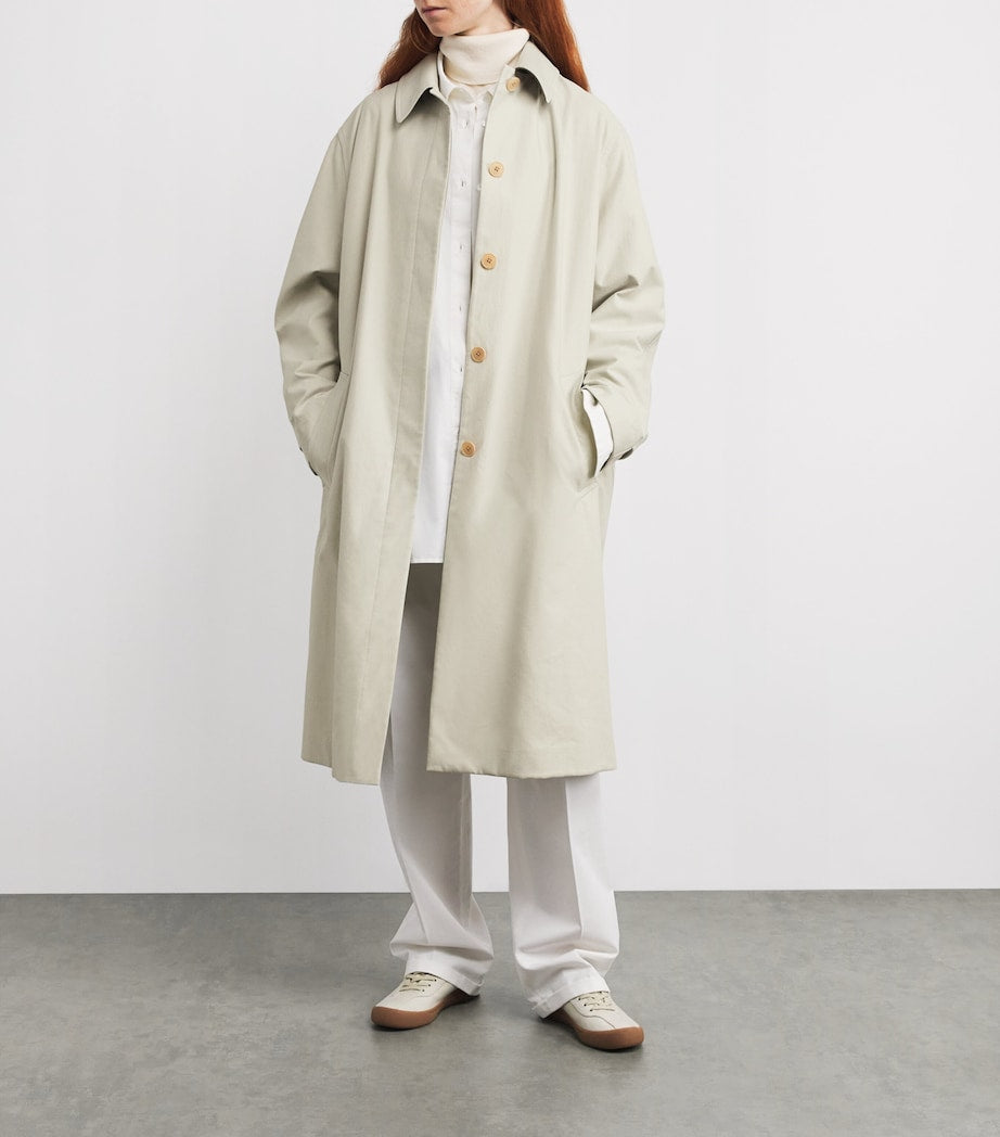 The Row Ivory Pluma Cotton-Cashmere Coat