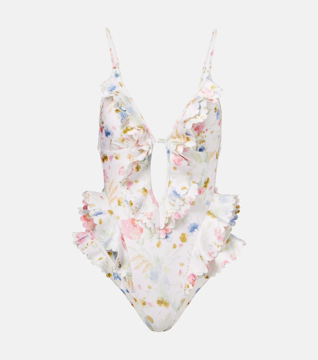 Zimmermann - Floral ruffled swimsuit
