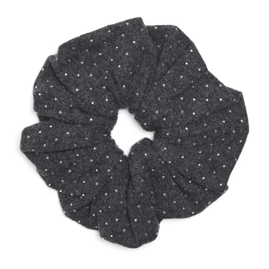 Sandro Paris Black Wool-Blend Rhinestone Knit Scrunchie