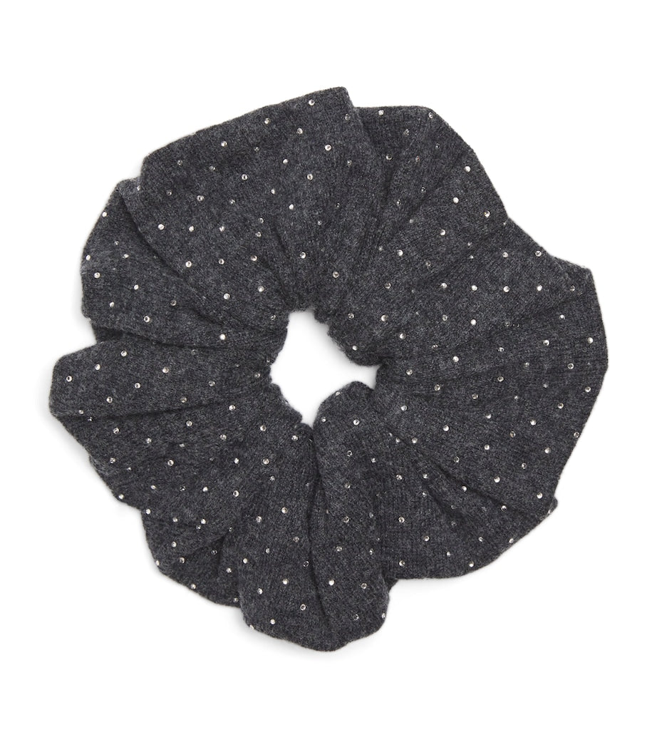 Sandro Paris Black Wool-Blend Rhinestone Knit Scrunchie