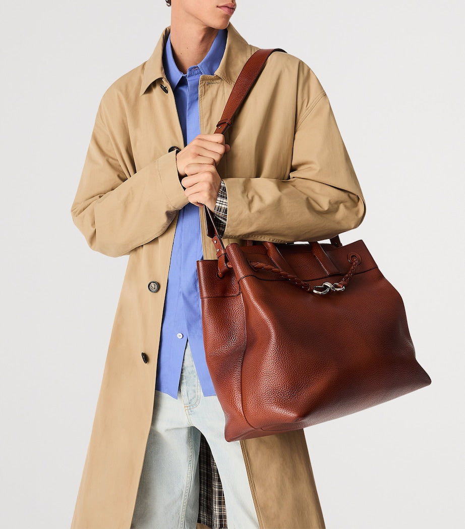 Bottega Veneta White Small Calfskin Andiamo Voyager Holdall